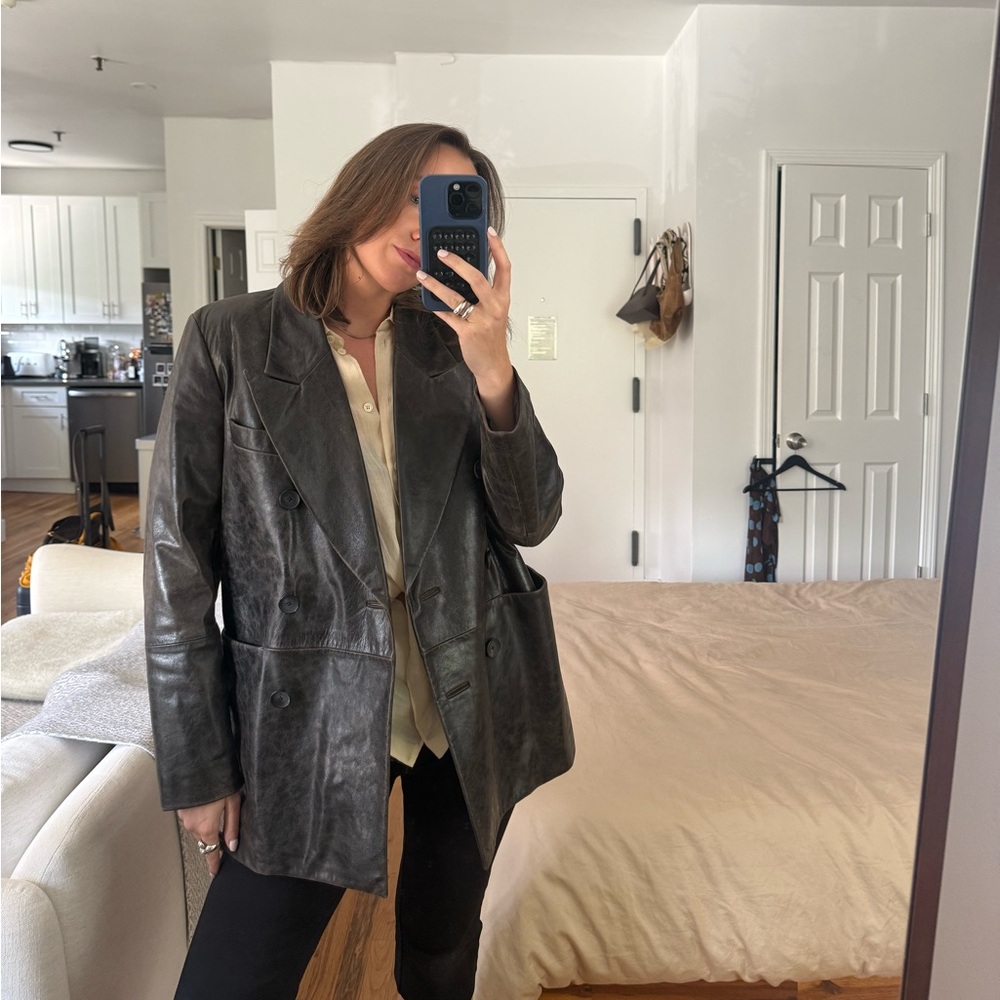 Massimo Dutti Leather Blazer
